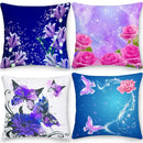 Axyaa Butterfly Flower Square Cushion Cover - Double Sided Home Decor