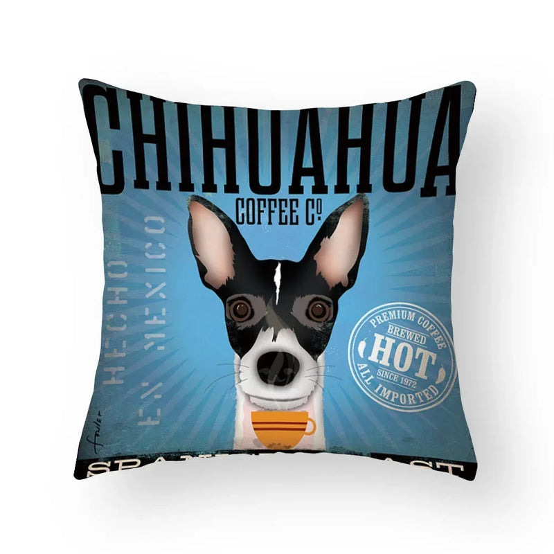 Funny Cartoon Cat & Dog Pillow Covers by Axyaa: Luxury Sofa Bed Decor Pillowcase