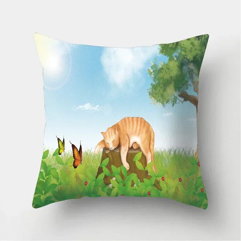 Cat Pattern Cushion Cover for Axyaa Brand Decorative Throw Pillow.