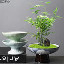 Axyaa Blue & White Porcelain Vase with Artificial Flowers: Modern Desk Decor
