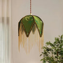 Axyaa Green Yellow Cloth LED Pendant Hanging Lamp for Living Room Coffee Table