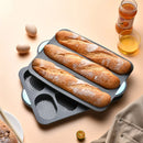 Axyaa Silicone French Bread Baking Tray | Non Stick Cake Mold for Grey Three Grid Method