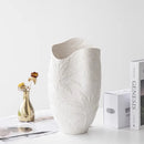 Axyaa 36cm White French Relief Vase - Elegant Home Decor for Living Room & Foyer