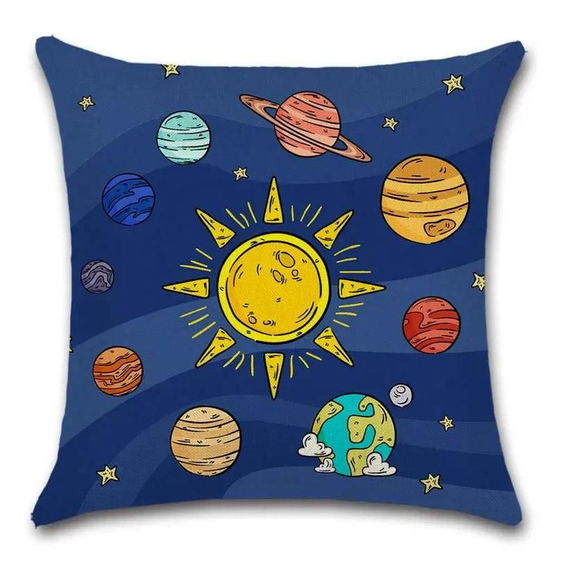 Solar System Sun Planet Print Cushion Cover 45X45CM for Axyaa Brand