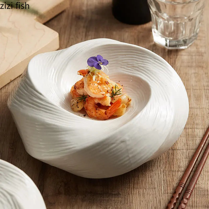 Axya Ceramic Dinner Dessert Plate Set Solid Color Tableware