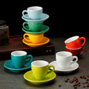 Axya Ceramic Espresso Cup and Saucer Set - Solid Color Coffee Tea Milk Mug Set