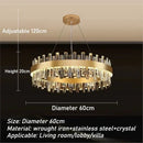 Axyaa Luxury Golden Crystal Round Ceiling Chandelier Light for Living Room