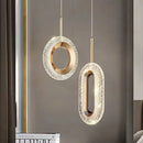Axyaa LED Crystal Pendant Lamp - Modern Round/Oval Suspension Light for Bedroom, Dining Room