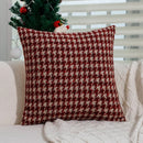 Axyaa Retro Red Houndstooth Christmas Cushion Cover for Home Decor