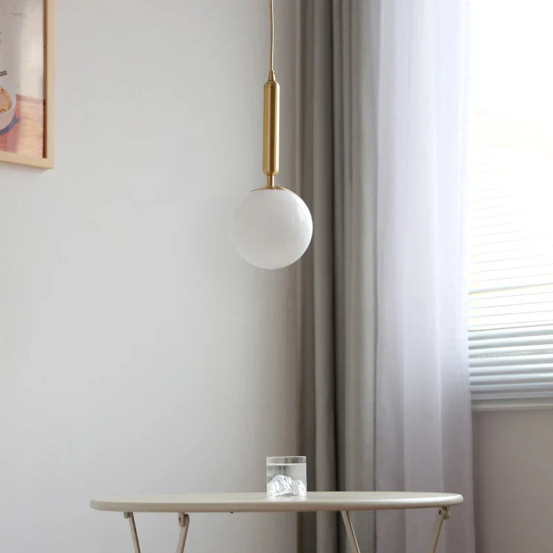 Axyaa White Glass Ball LED Pendant Chandelier - Home Decor Lighting Solution
