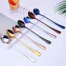 Axyaa Stainless Steel Dessert Spoon Set Swizzle Stir Long Handle Cutlery