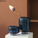 Axyaa Glass Vase: Modern Minimalist Floral Desk Decor