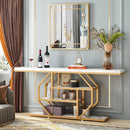 Axyaa Gold 4-Tier Console Table with Storage Shelf - Modern Sofa Entryway Accent