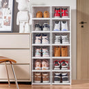 Axyaa Stackable Shoe Organizer Cabinet Drop Front Plastic Foldable Shoe Storage Box