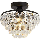 Axyaa Modern Black K9 Crystal Ceiling Light - LED Bulbs included