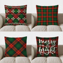 Axyaa Christmas Plaid & Leaf Pattern Pillow Cover for Sofa, Bedroom, Car - Home Decor