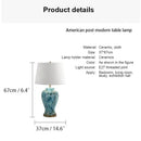 Axyaa Ceramic Table Lamp LED Blue Desk Light for Home Decor