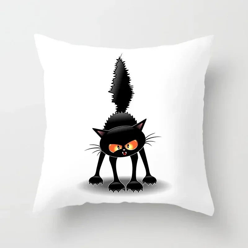 Axyaa Cartoon Black Cat Cushion Cover 45*45cm
