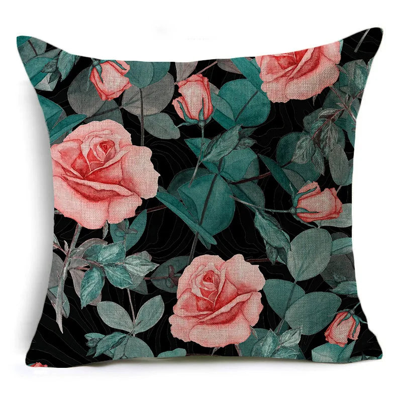 Axyaa Black Rose Pillowcase: Home & Office Sofa Cushion Cover, Wholesale Decoration