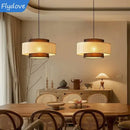 Axyaa Woven Rattan Chandelier LED Pendant Light for Home Decor