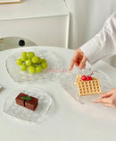 Axyaa Auspicious Cloud Glass Square Plate for Home Décor and Serving