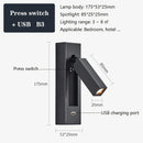 Axyaa Black Brass USB Wall Lamp Sconce, 3W Spotlight for Bedroom Reading