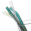 Axyaa Glass Straws Set - Reusable Straight Drinking Straws for Bubble Tea, Smoothies, Cocktails