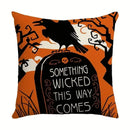 Axyaa Halloween Linen Pillowcase Set, Ghost & Witch Print Throw Pillow Cover