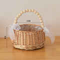 Axyaa Willow Rattan Wedding Basket Half Moon Storage Handle Flower Girls Picnic Container