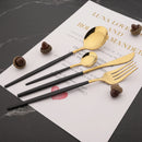 Axyaa Mirror Stainless Steel Dinner Fork Set - 6Pcs Flatware Gold Silverware