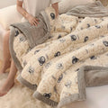 Axyaa Bear Printed Coral Fleece Winter Blanket - Double-layer Milk Velvet