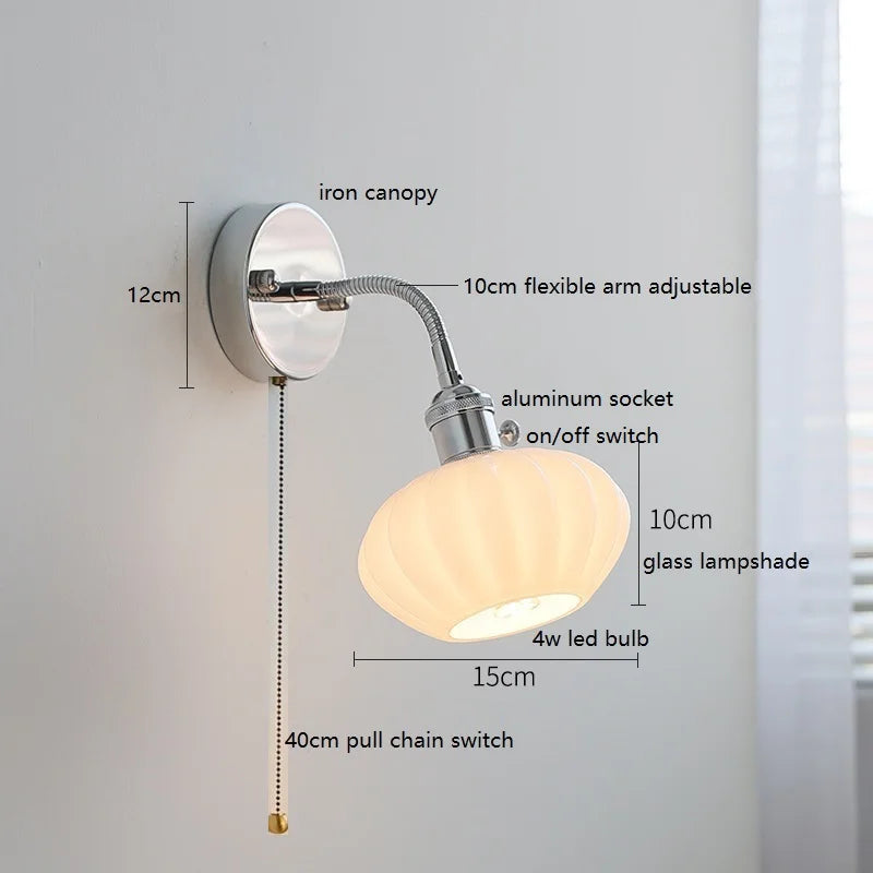Axyaa Silver Ceramic Wall Sconce LED Lamp for Bedroom and Living Room