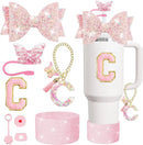 Axyaa Cup Accessories Set for Stanley Cup Tumbler - 8PCS Straw, Topper, Cover, Cap, Boot, Stopper, Charm, Initials