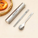 Axyaa Stainless Steel Dinnerware Set in Portable Box - Student Reusable Tableware