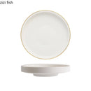 Axyaa Gold Edge Ceramic High Foot Plate: Creative Restaurant Tableware