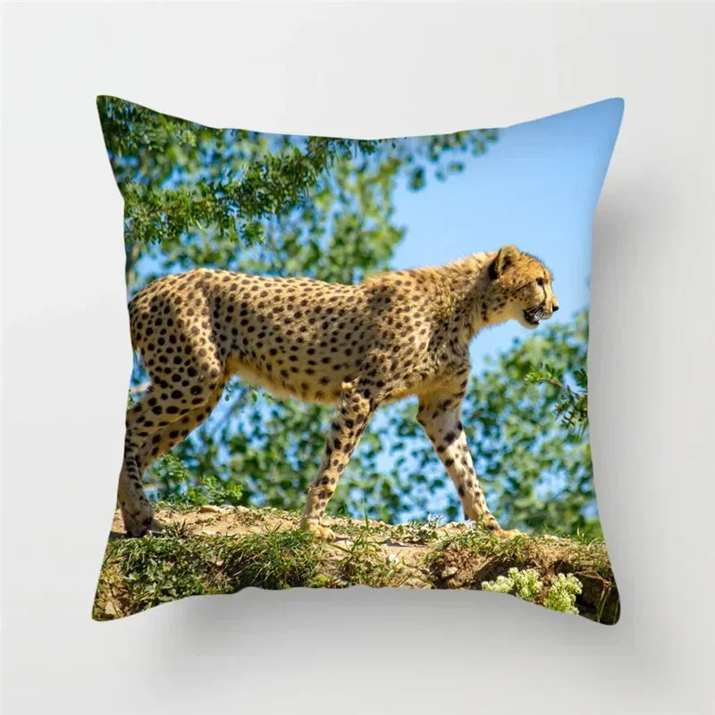 Cheetah Leopard Print Decorative Cushion Cover By Axyaa