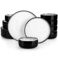Axyaa 18/24PCS Black Ceramic Plate Sets - Mediterranean Blue Stoneware Dinner Set