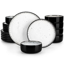Axyaa 18/24PCS Black Ceramic Plate Sets - Mediterranean Blue Stoneware Dinner Set