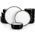 Axyaa 18/36 Piece White Black Ceramic Plate Sets Dinnerware Collection
