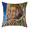 Axyaa Buddha Statue Polyester Cushion Cover for Home Sofa Decor