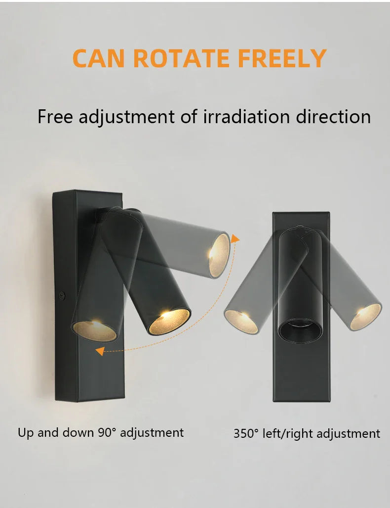 Axyaa Modern Rotatable LED Wall Sconce Lamp for Bedroom Bedside Hotel