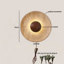 Axyaa LED Wall Sconce Wabi Sabi Yellow Travertine Stone Wood Bedroom Lamp