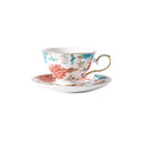Luxury Gold-Trimmed Floral Tea Set by Axyaa: Exquisite Hand-Painted Cups and Saucers