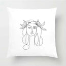 Nordic Line Drawing Cushion Cover for Home Decor by Axyaa