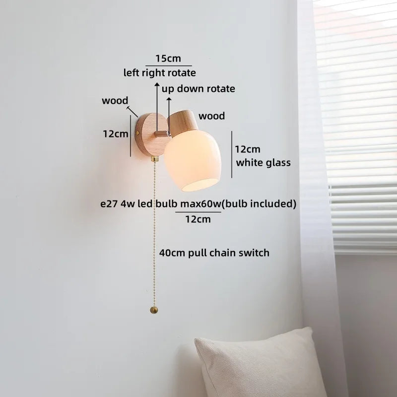Axyaa Nordic LED Wall Sconce, Rotating White Ceramic Light for Home Decor