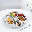 Axyaa Stainless Steel Four Compartment Plate for Kids and Adults
