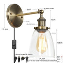 Axyaa Single Arm LED Wall Lamp Glass Iron Vintage Retro Stair Light Fixture