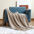 Nordic Knit Throw Blanket with Tassels by Axyaa - Cozy Farmhouse Gift Blanket
