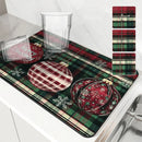 Axyaa Snowflake Checkered Christmas Drying Mat