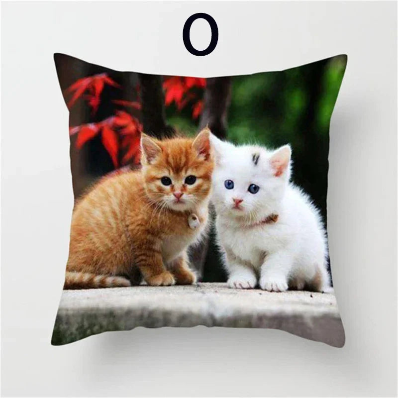 Cat Pattern Cushion Cover 45x45cm - Ideal Sofa & Home Decor Gift by Axyaa